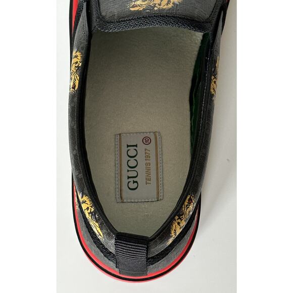 NIB Gucci Men\'s Low-top Tiger Black Canvas Sneakers 11.5 US (Gucci 11) 699971 IT main image 7